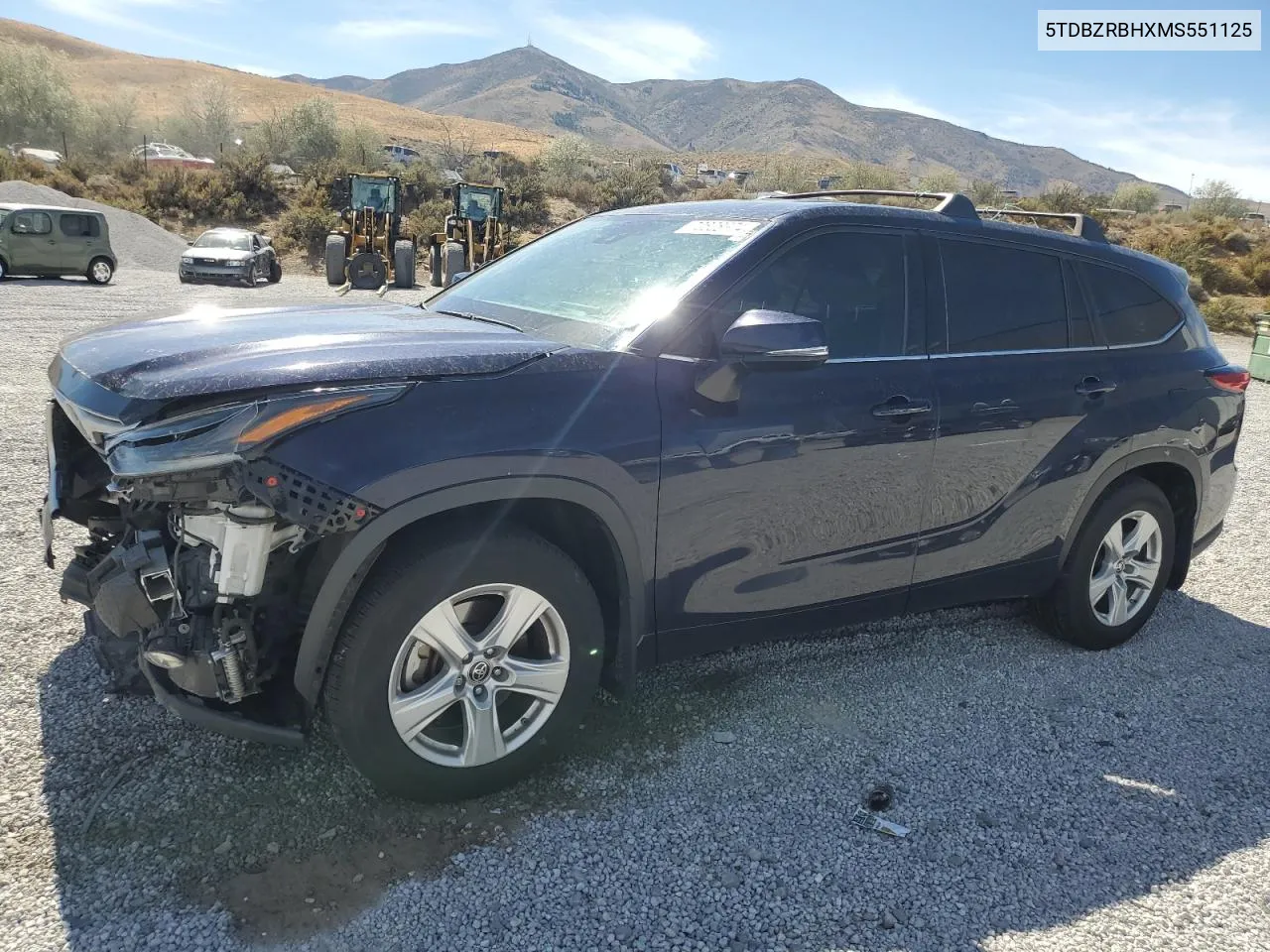 2021 Toyota Highlander L VIN: 5TDBZRBHXMS551125 Lot: 70828974