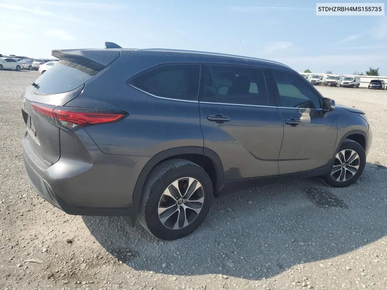 2021 Toyota Highlander Xle VIN: 5TDHZRBH4MS155735 Lot: 71481734