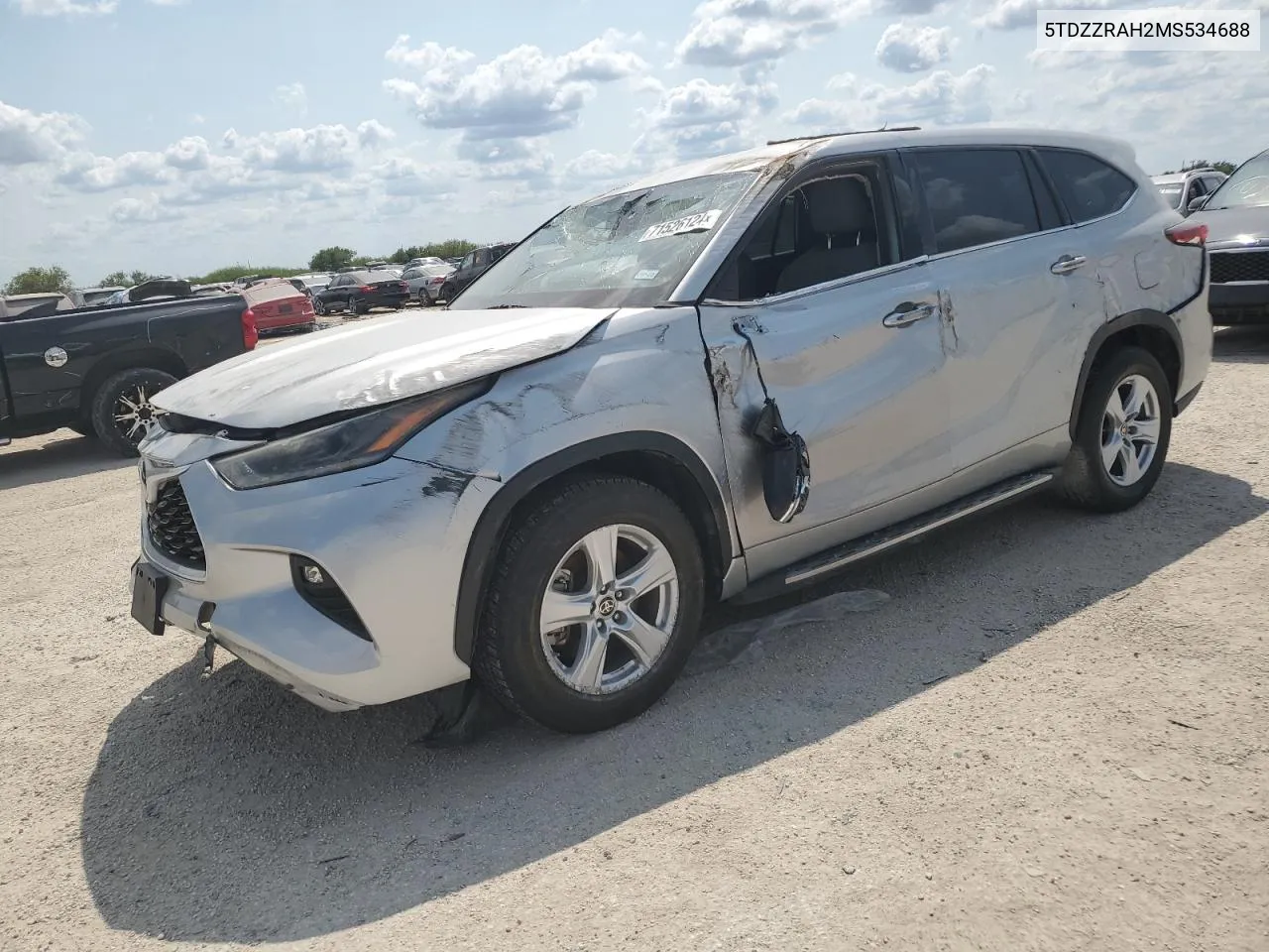 2021 Toyota Highlander L VIN: 5TDZZRAH2MS534688 Lot: 71526124