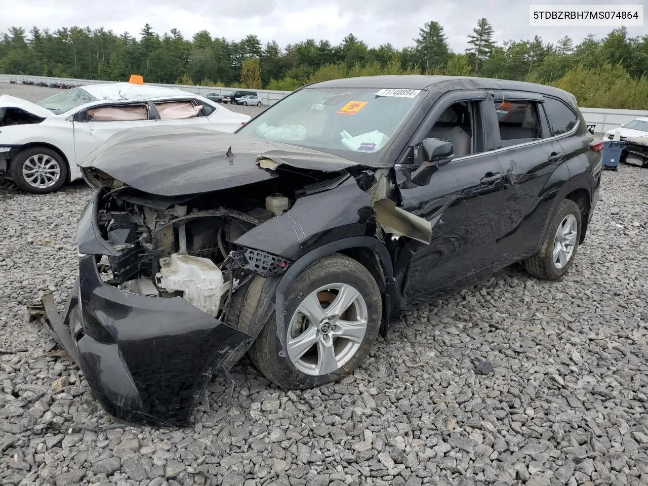 2021 Toyota Highlander L VIN: 5TDBZRBH7MS074864 Lot: 71740894