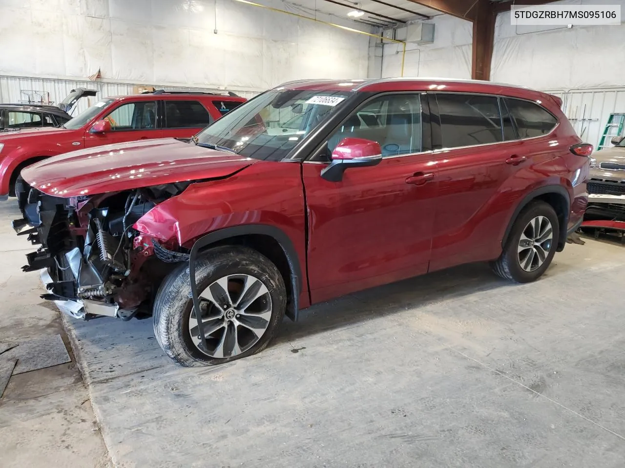 2021 Toyota Highlander Xle VIN: 5TDGZRBH7MS095106 Lot: 72106634