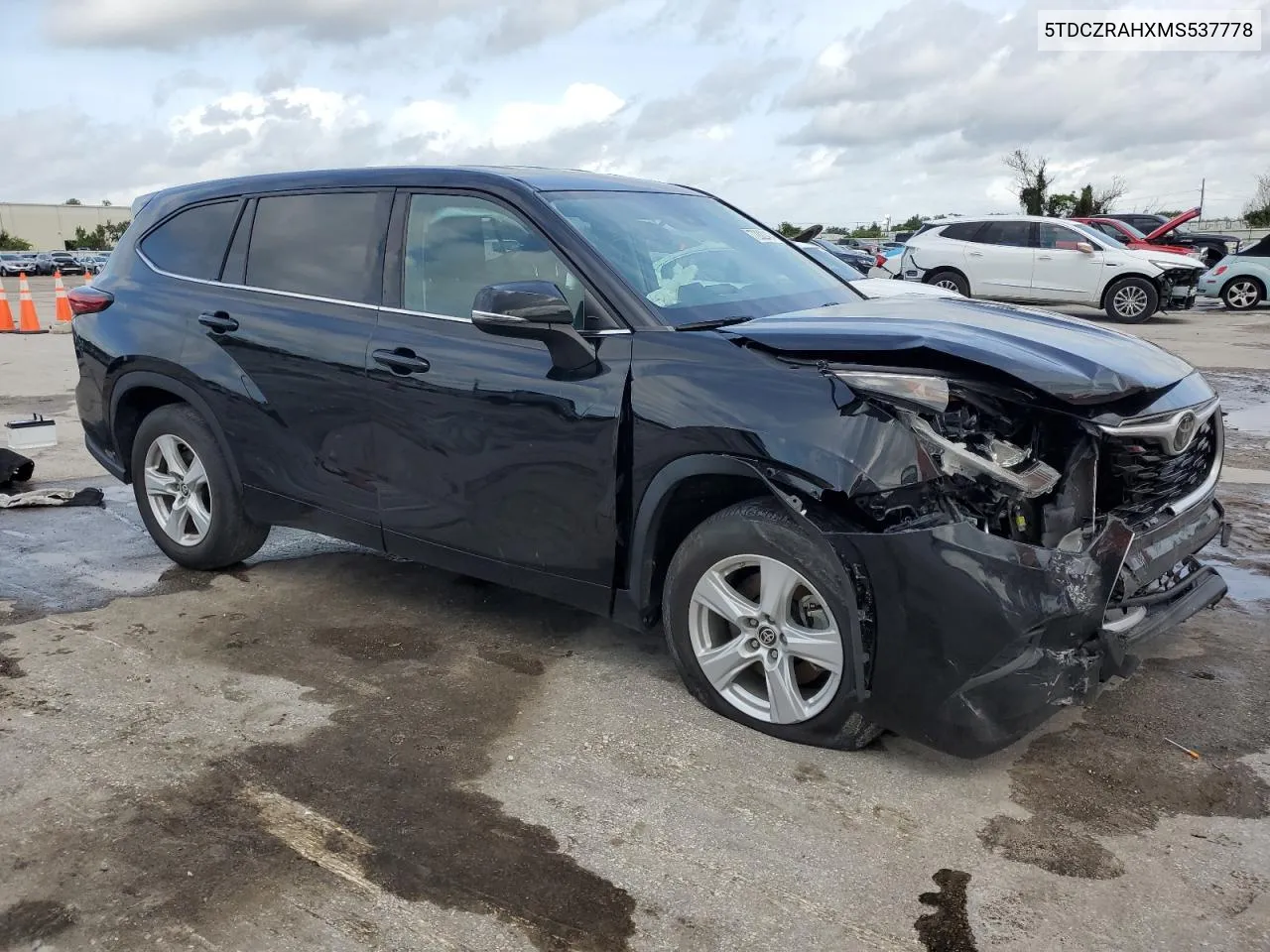 2021 Toyota Highlander L VIN: 5TDCZRAHXMS537778 Lot: 72822424