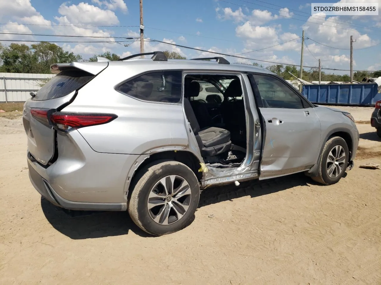 2021 Toyota Highlander Xle VIN: 5TDGZRBH8MS158455 Lot: 73771024