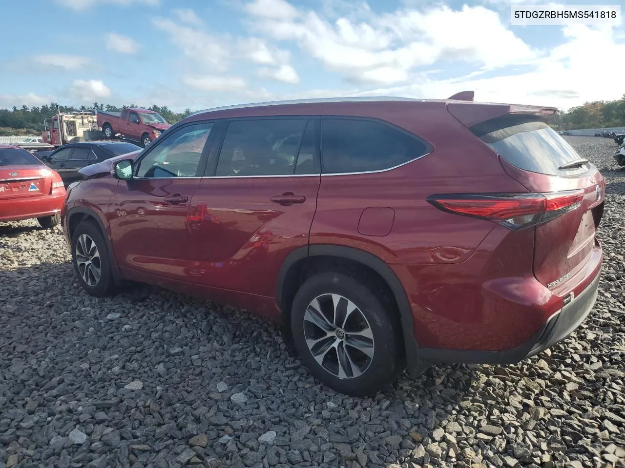 2021 Toyota Highlander Xle VIN: 5TDGZRBH5MS541818 Lot: 73777354