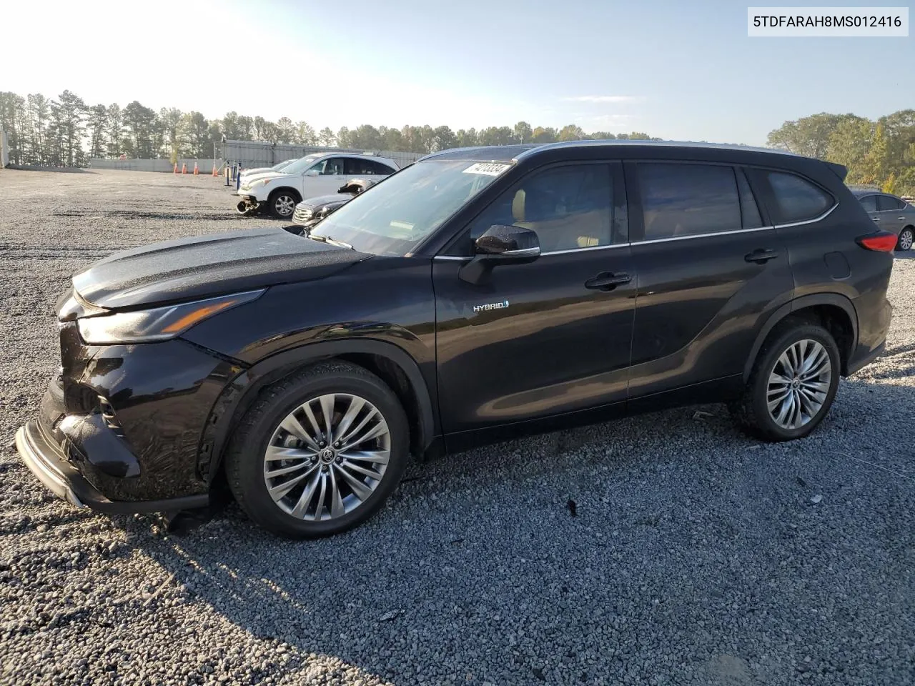 2021 Toyota Highlander Hybrid Platinum VIN: 5TDFARAH8MS012416 Lot: 74213334