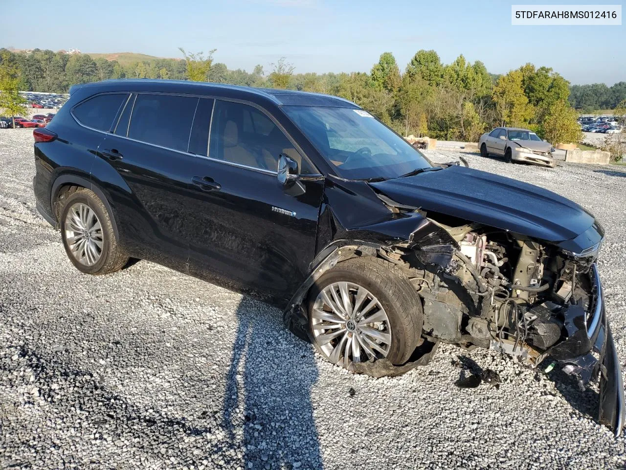 2021 Toyota Highlander Hybrid Platinum VIN: 5TDFARAH8MS012416 Lot: 74213334