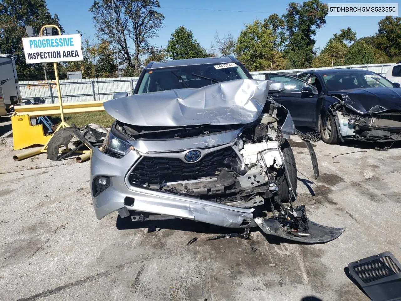 2021 Toyota Highlander Hybrid Xle VIN: 5TDHBRCH5MS533550 Lot: 74472244