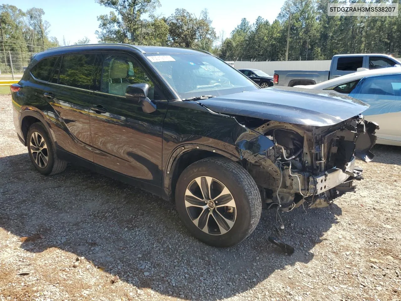 2021 Toyota Highlander Xle VIN: 5TDGZRAH3MS538207 Lot: 75019134