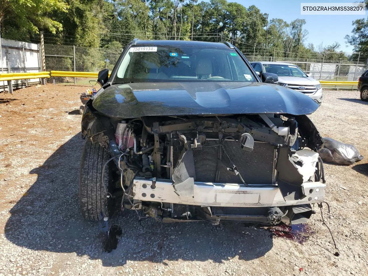 2021 Toyota Highlander Xle VIN: 5TDGZRAH3MS538207 Lot: 75019134