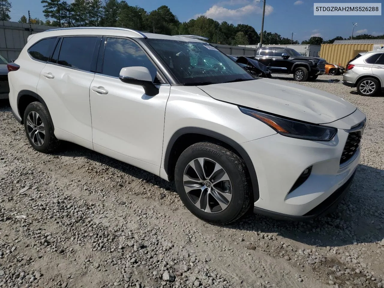 2021 Toyota Highlander Xle VIN: 5TDGZRAH2MS526288 Lot: 75083664