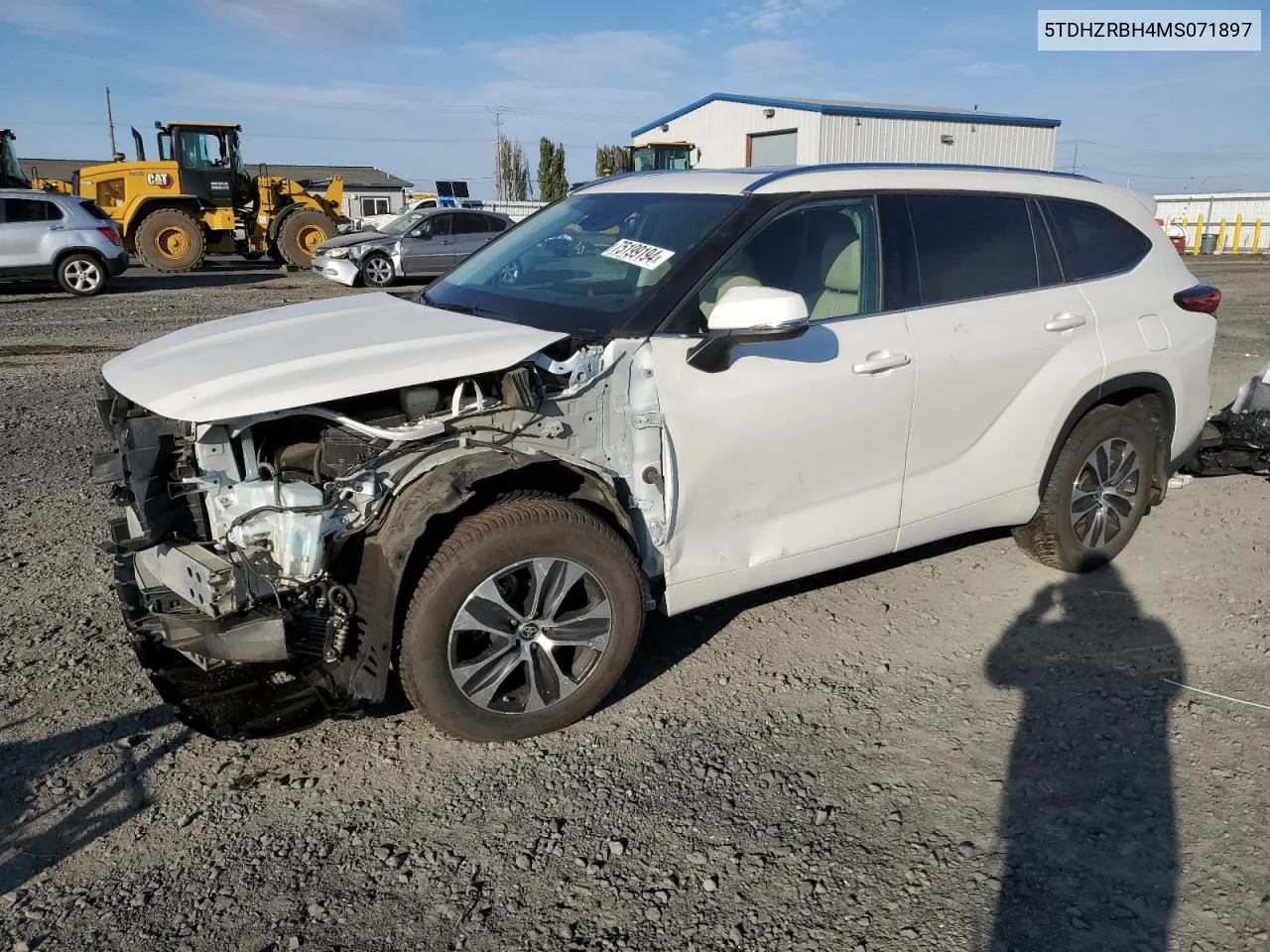 2021 Toyota Highlander Xle VIN: 5TDHZRBH4MS071897 Lot: 75199194