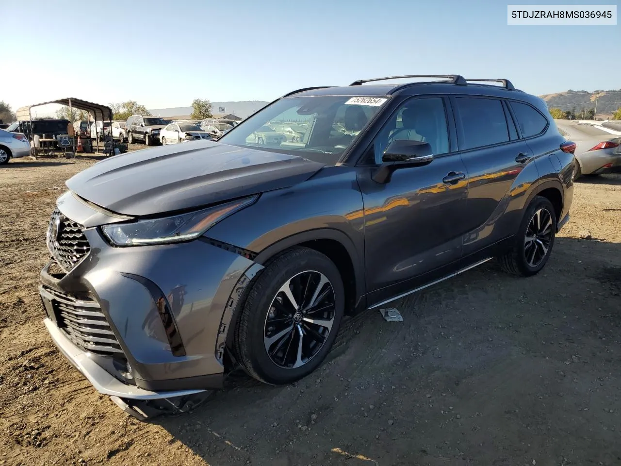 2021 Toyota Highlander Xse VIN: 5TDJZRAH8MS036945 Lot: 75262654