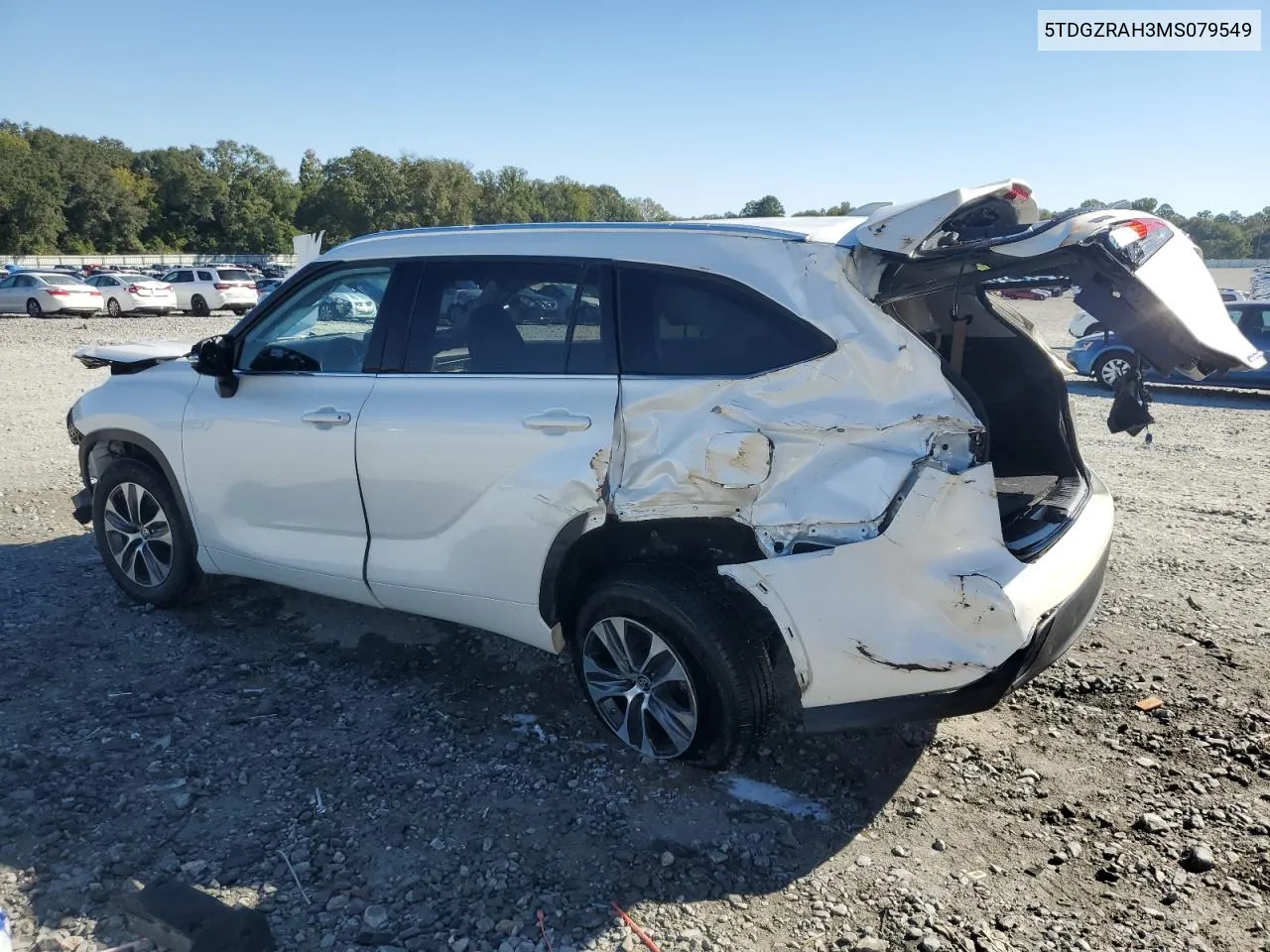 2021 Toyota Highlander Xle VIN: 5TDGZRAH3MS079549 Lot: 75709014