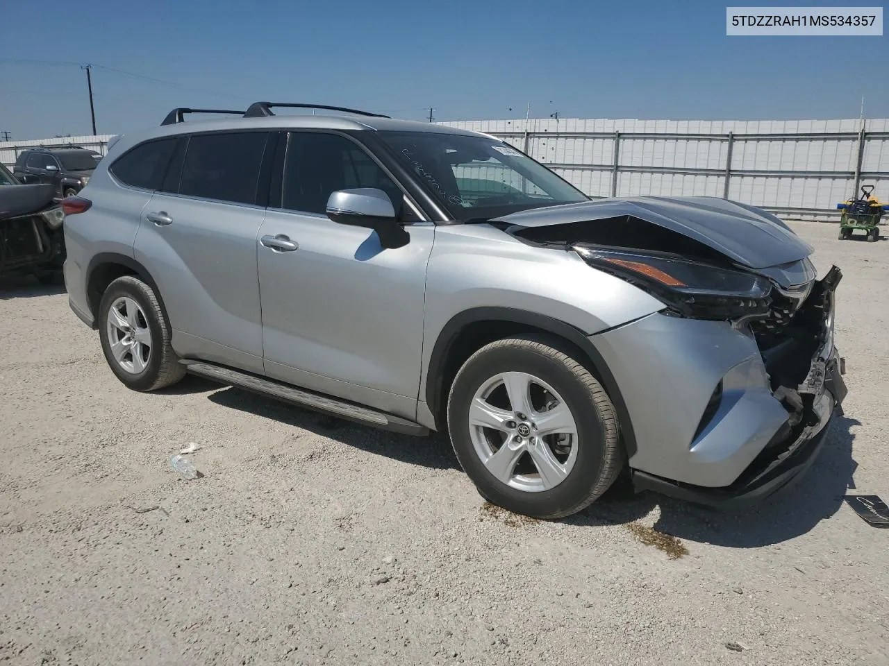 2021 Toyota Highlander L VIN: 5TDZZRAH1MS534357 Lot: 75744344