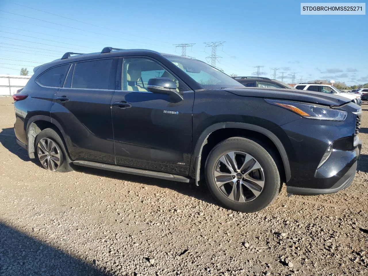 2021 Toyota Highlander Hybrid Xle VIN: 5TDGBRCH0MS525271 Lot: 75817984