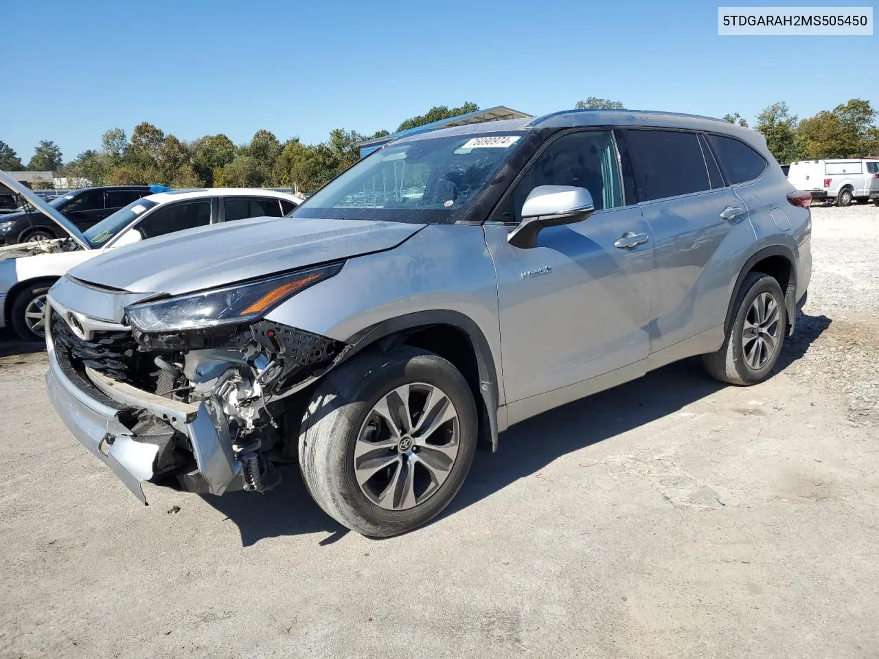 2021 Toyota Highlander Hybrid Xle VIN: 5TDGARAH2MS505450 Lot: 76090974