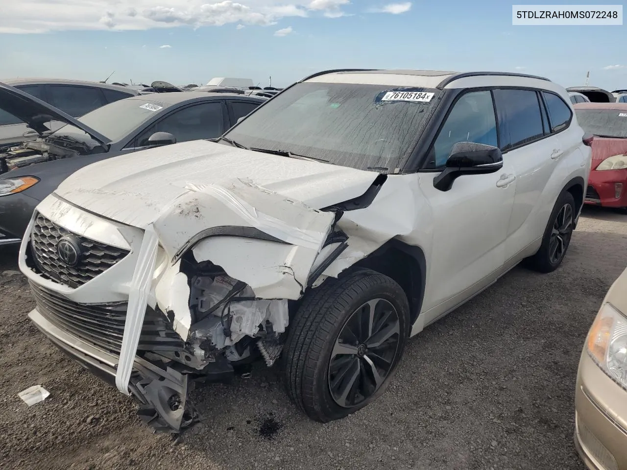 2021 Toyota Highlander Xse VIN: 5TDLZRAH0MS072248 Lot: 76105184