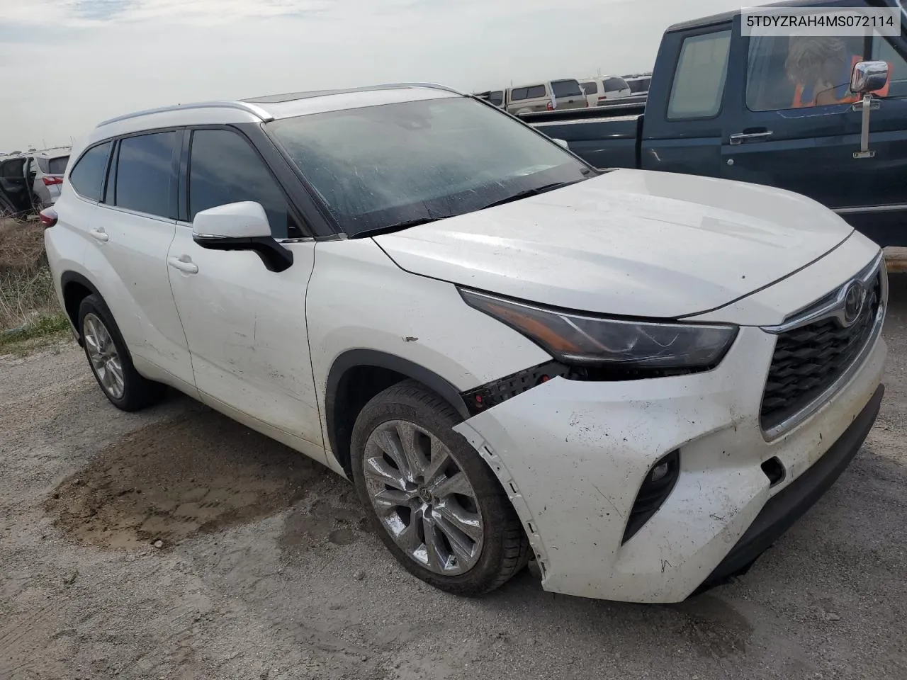 2021 Toyota Highlander Limited VIN: 5TDYZRAH4MS072114 Lot: 76262694