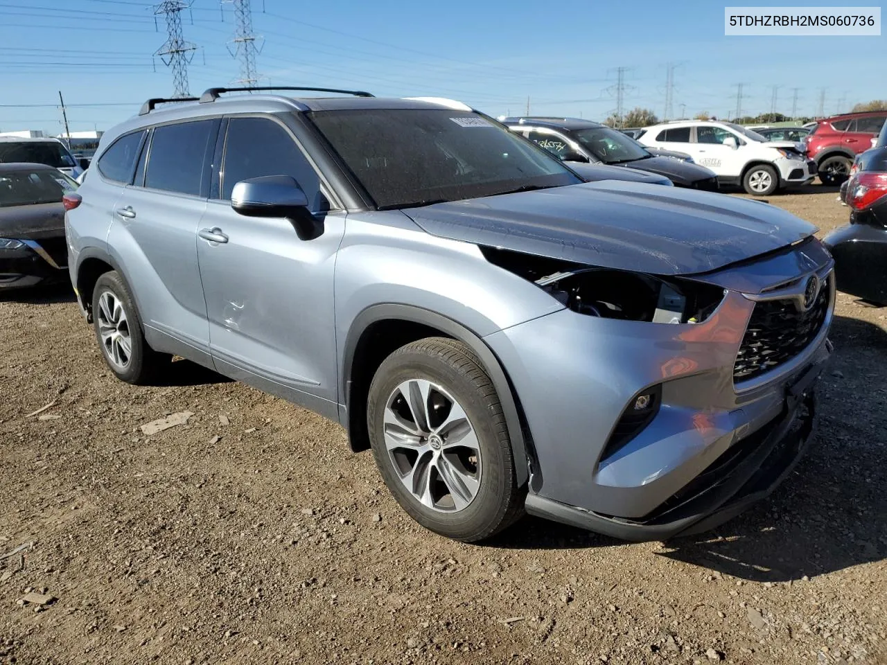 2021 Toyota Highlander Xle VIN: 5TDHZRBH2MS060736 Lot: 76349414