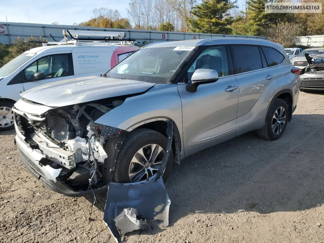 2021 Toyota Highlander Xle VIN: 5TDGZRBH3MS543163 Lot: 76538904