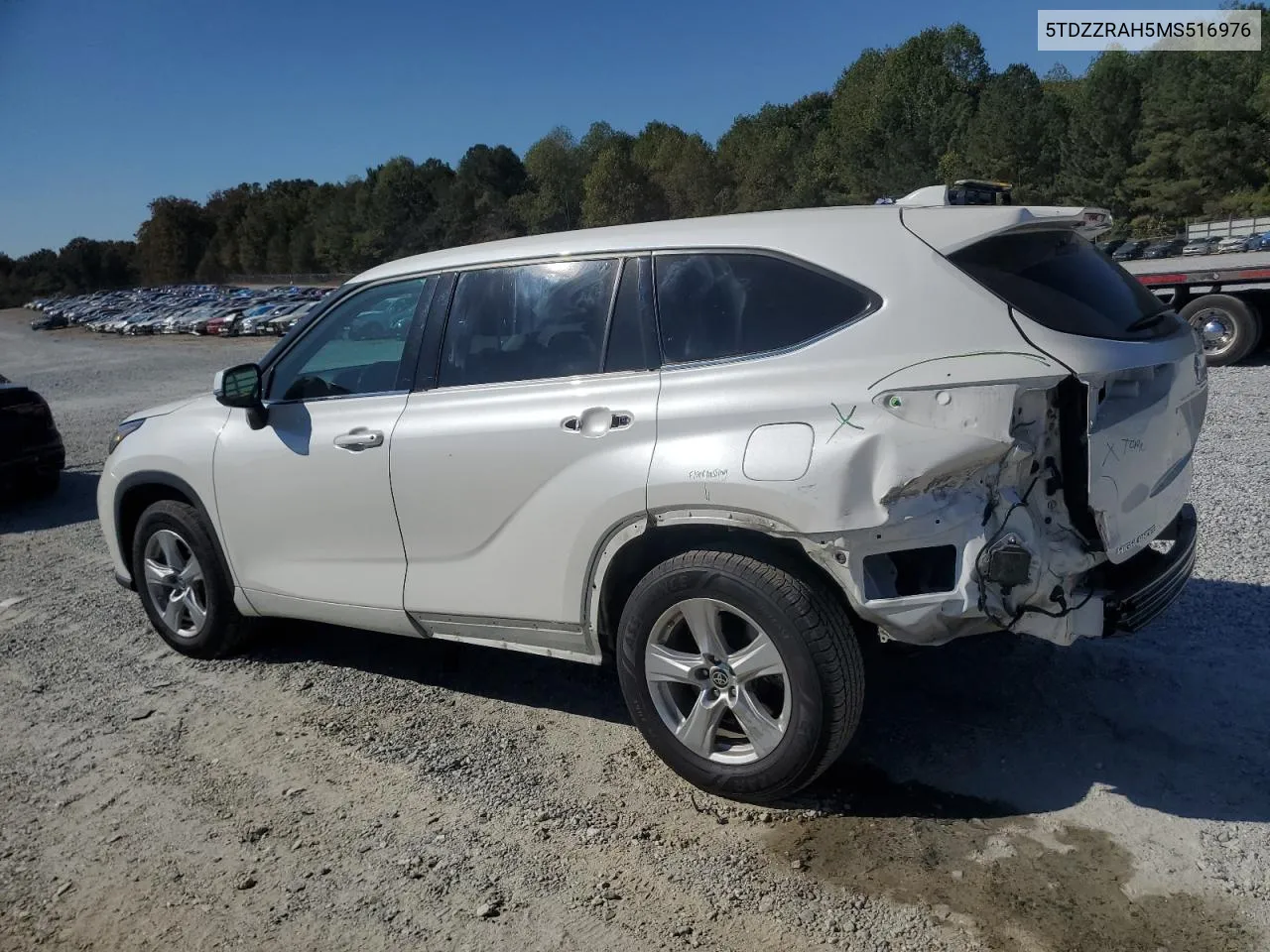 2021 Toyota Highlander L VIN: 5TDZZRAH5MS516976 Lot: 77418314