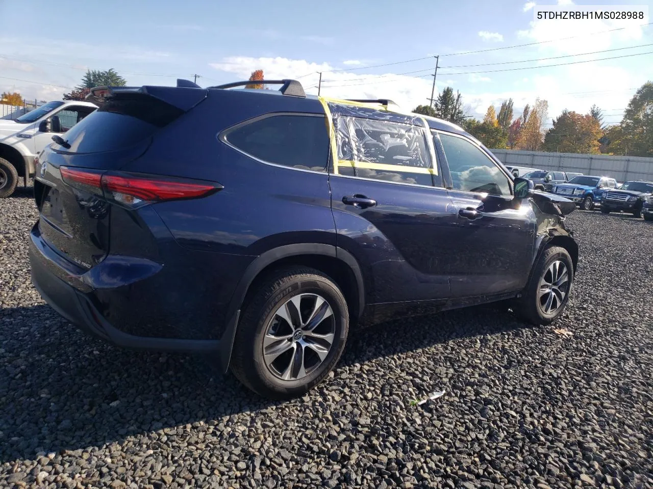 2021 Toyota Highlander Xle VIN: 5TDHZRBH1MS028988 Lot: 77645424