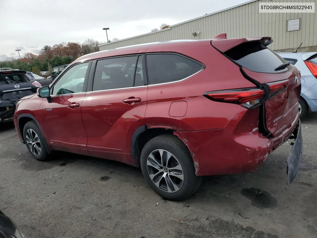 2021 Toyota Highlander Hybrid Xle VIN: 5TDGBRCH4MS522941 Lot: 77687484