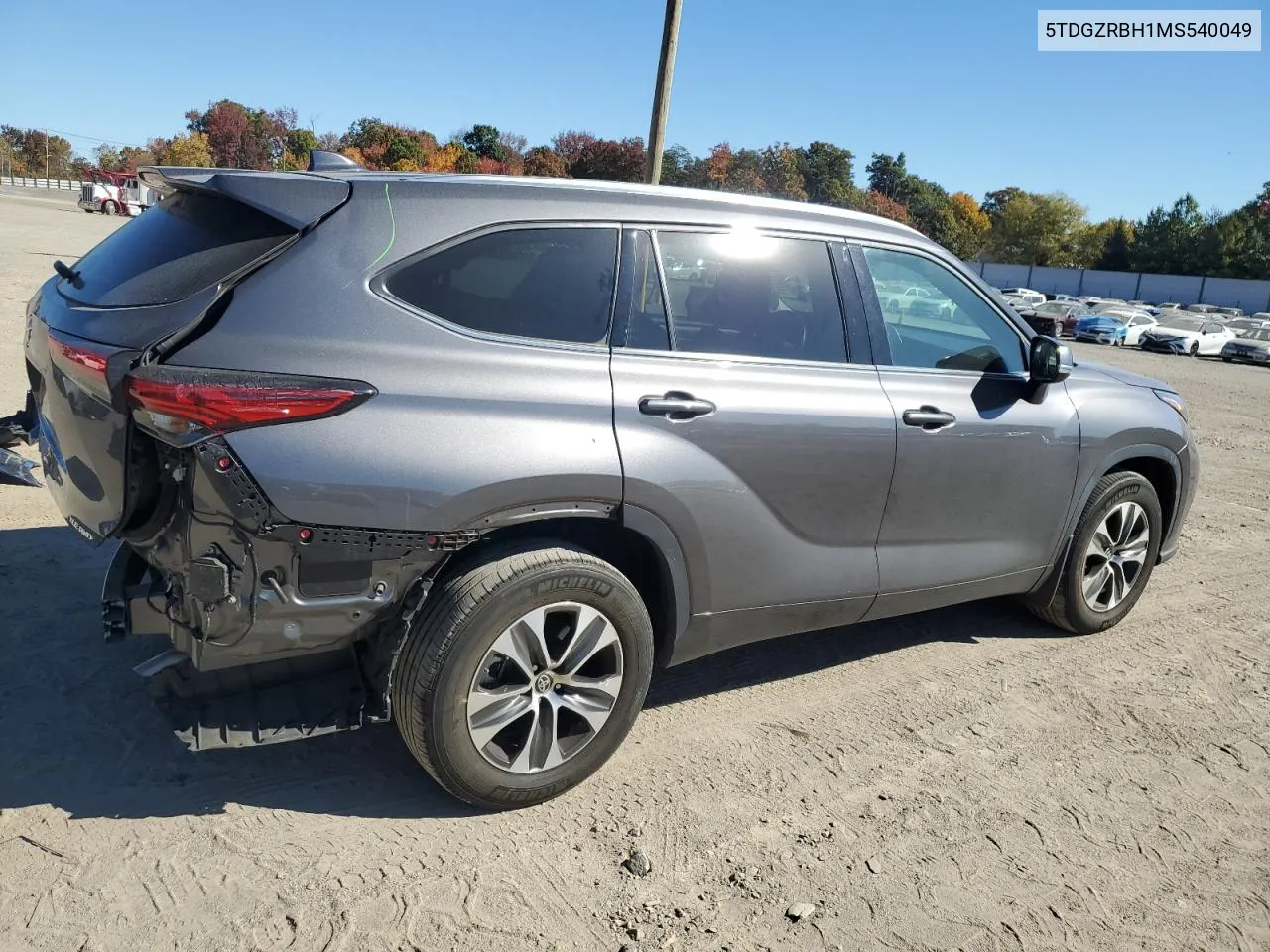 2021 Toyota Highlander Xle VIN: 5TDGZRBH1MS540049 Lot: 77778374