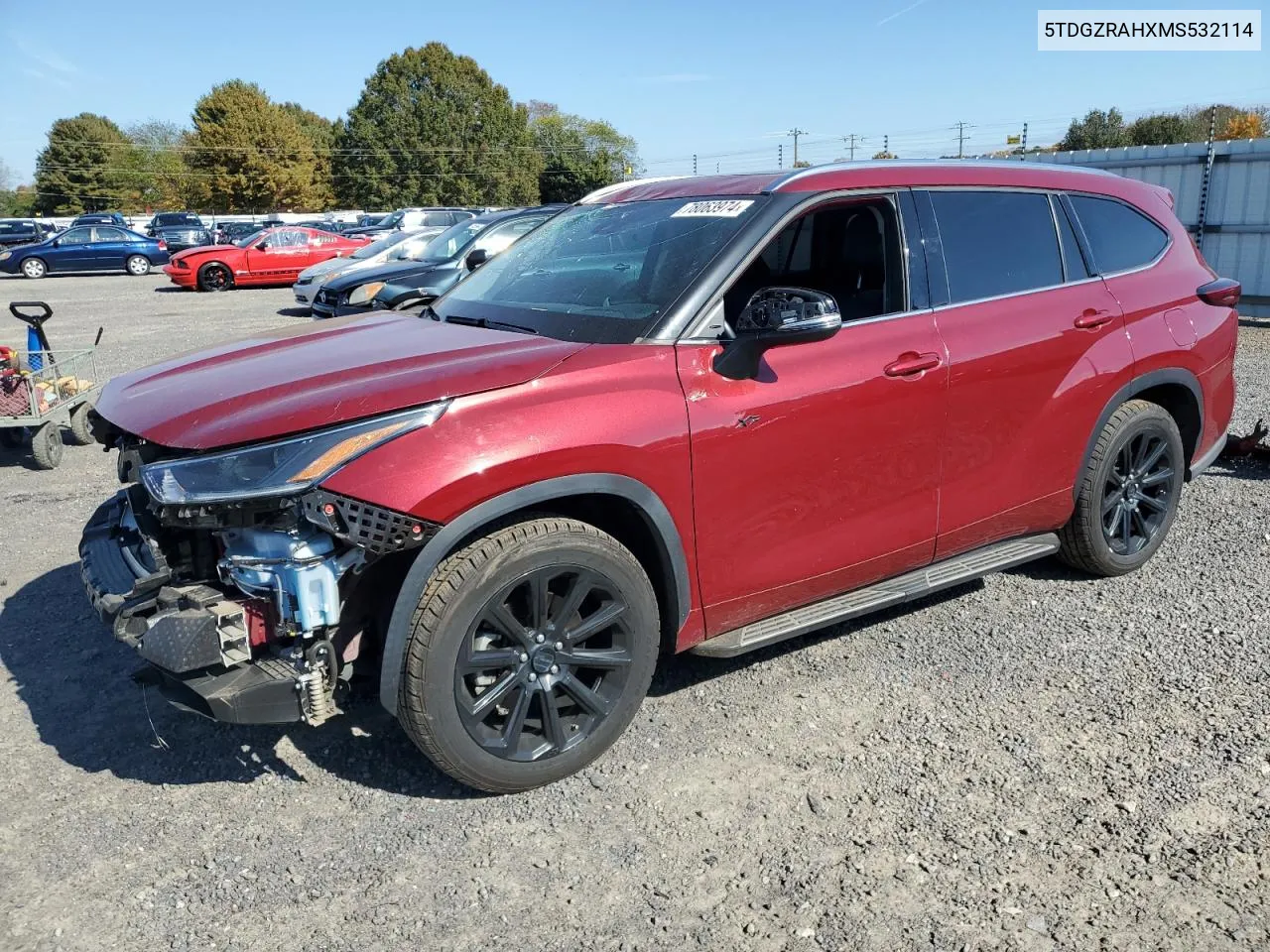 2021 Toyota Highlander Xle VIN: 5TDGZRAHXMS532114 Lot: 78063974