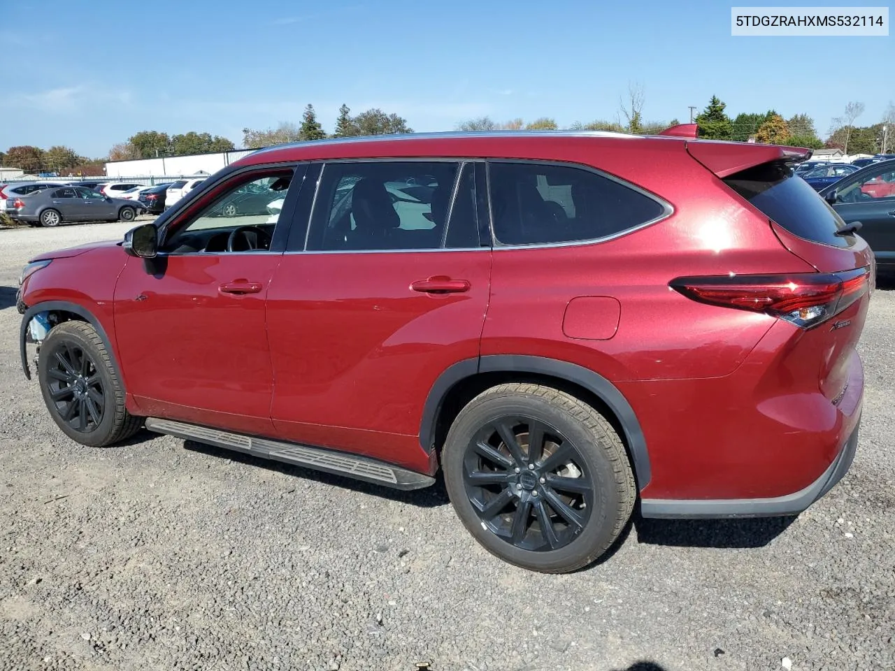 2021 Toyota Highlander Xle VIN: 5TDGZRAHXMS532114 Lot: 78063974