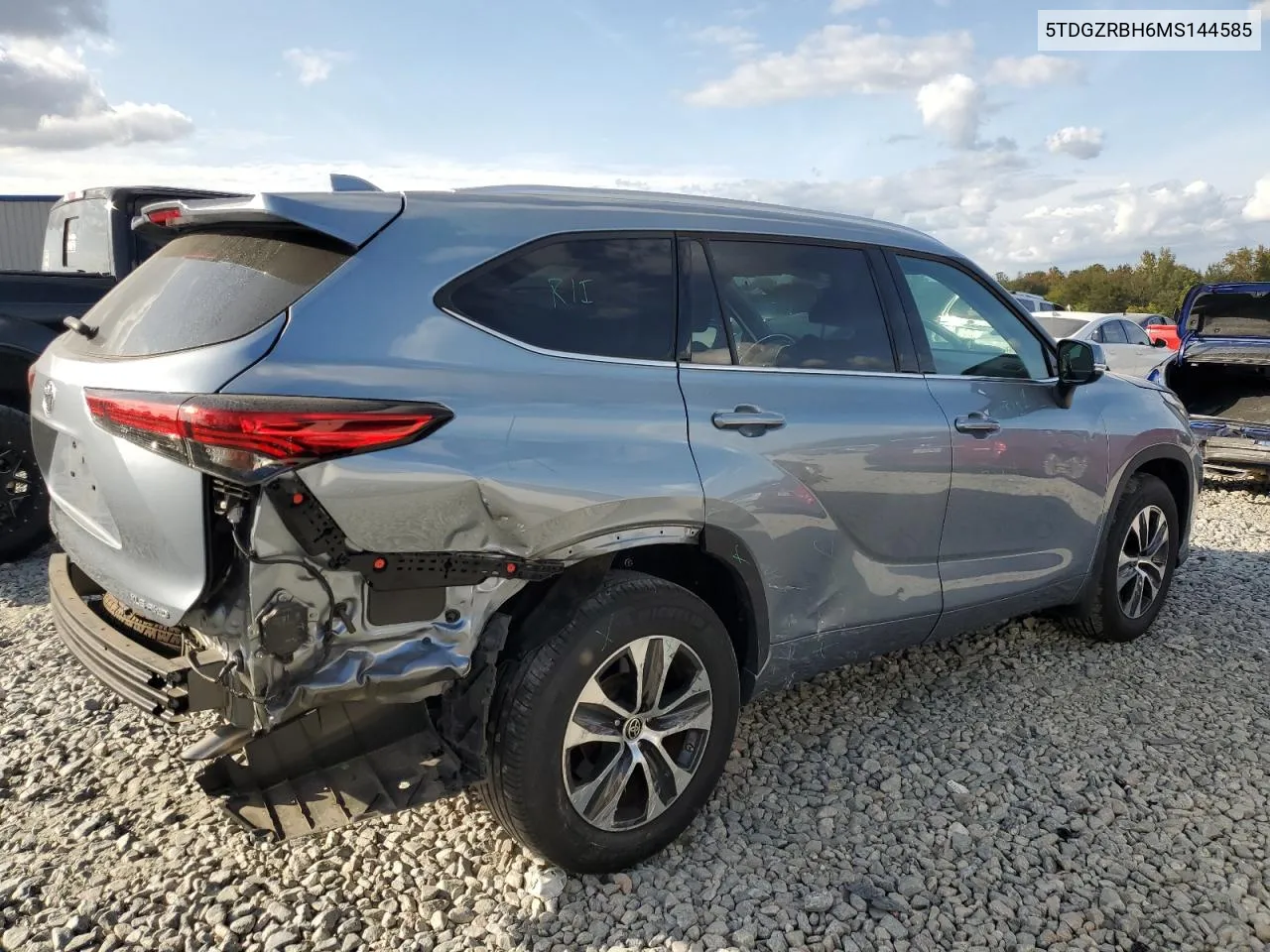 2021 Toyota Highlander Xle VIN: 5TDGZRBH6MS144585 Lot: 78796094