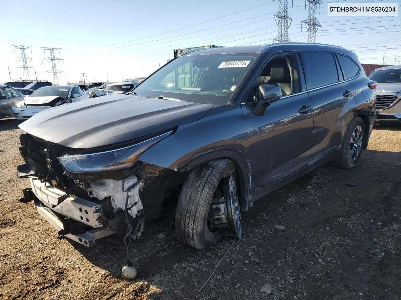 2021 Toyota Highlander Hybrid Xle VIN: 5TDHBRCH1MS536204 Lot: 79643754