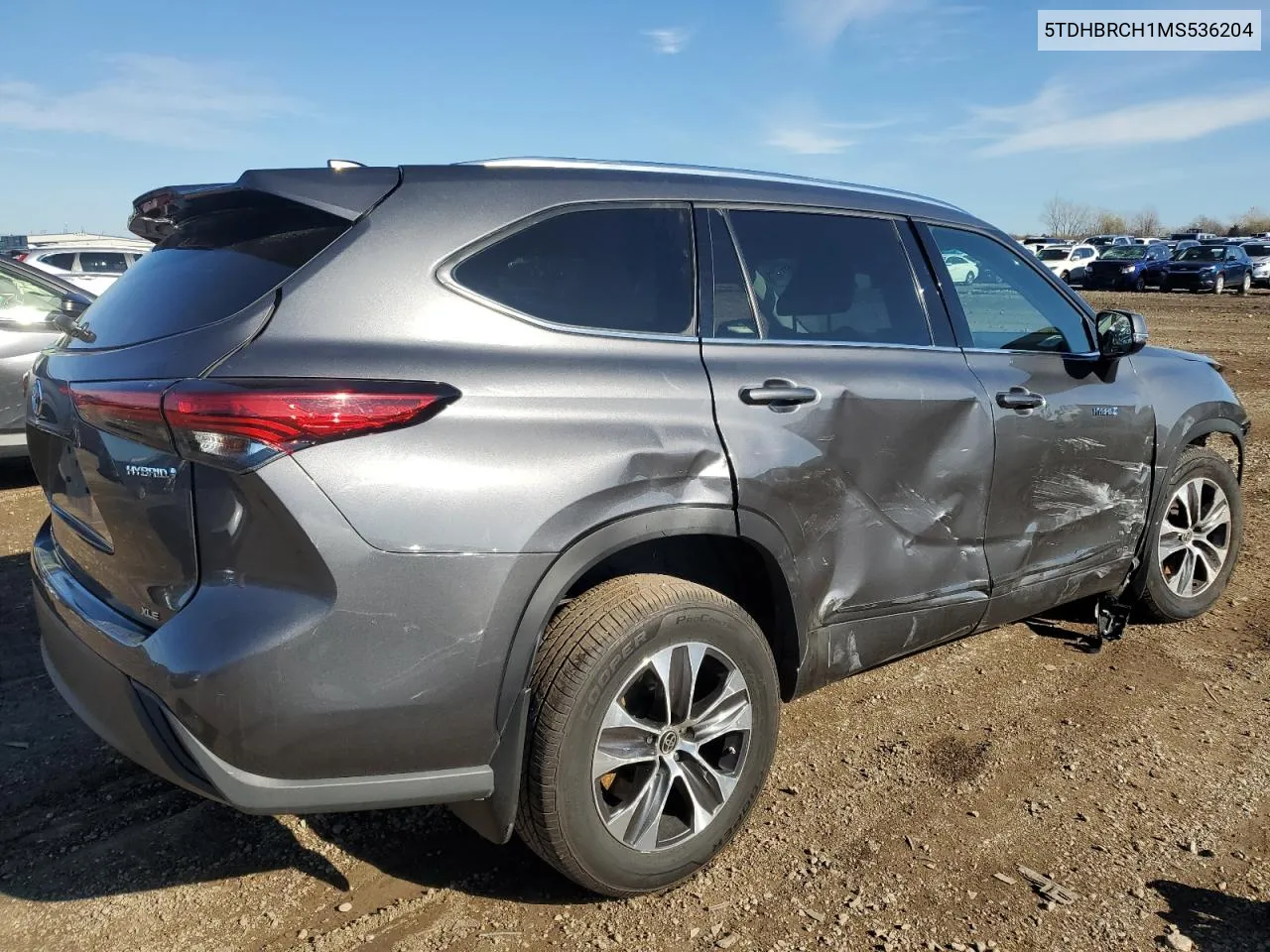 2021 Toyota Highlander Hybrid Xle VIN: 5TDHBRCH1MS536204 Lot: 79643754