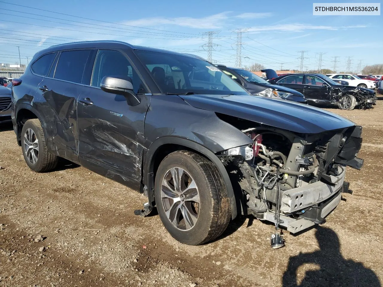 2021 Toyota Highlander Hybrid Xle VIN: 5TDHBRCH1MS536204 Lot: 79643754