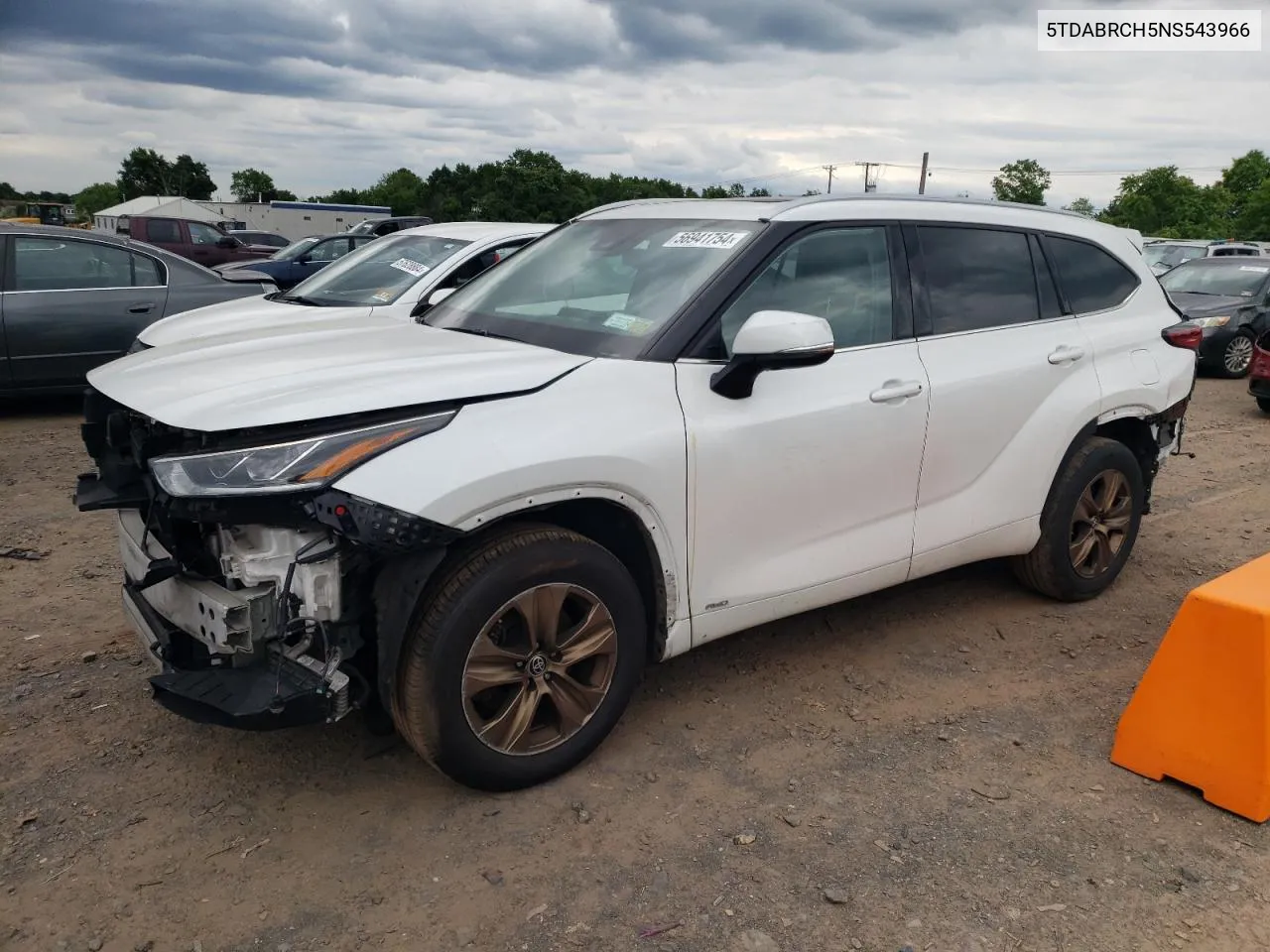 2022 Toyota Highlander Hybrid Xle VIN: 5TDABRCH5NS543966 Lot: 56941754