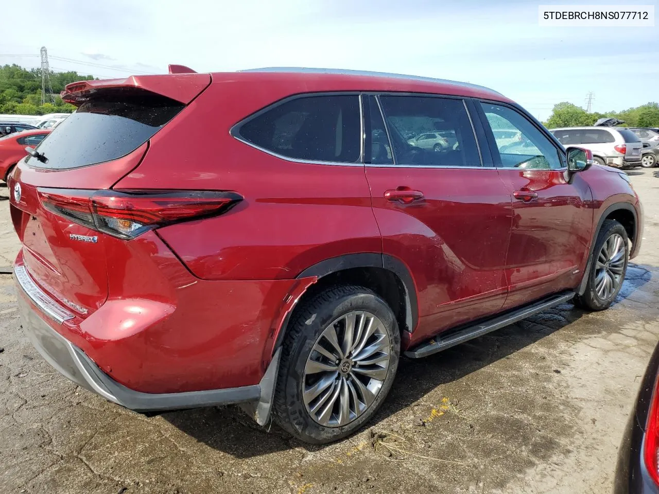 2022 Toyota Highlander Hybrid Platinum VIN: 5TDEBRCH8NS077712 Lot: 58314834