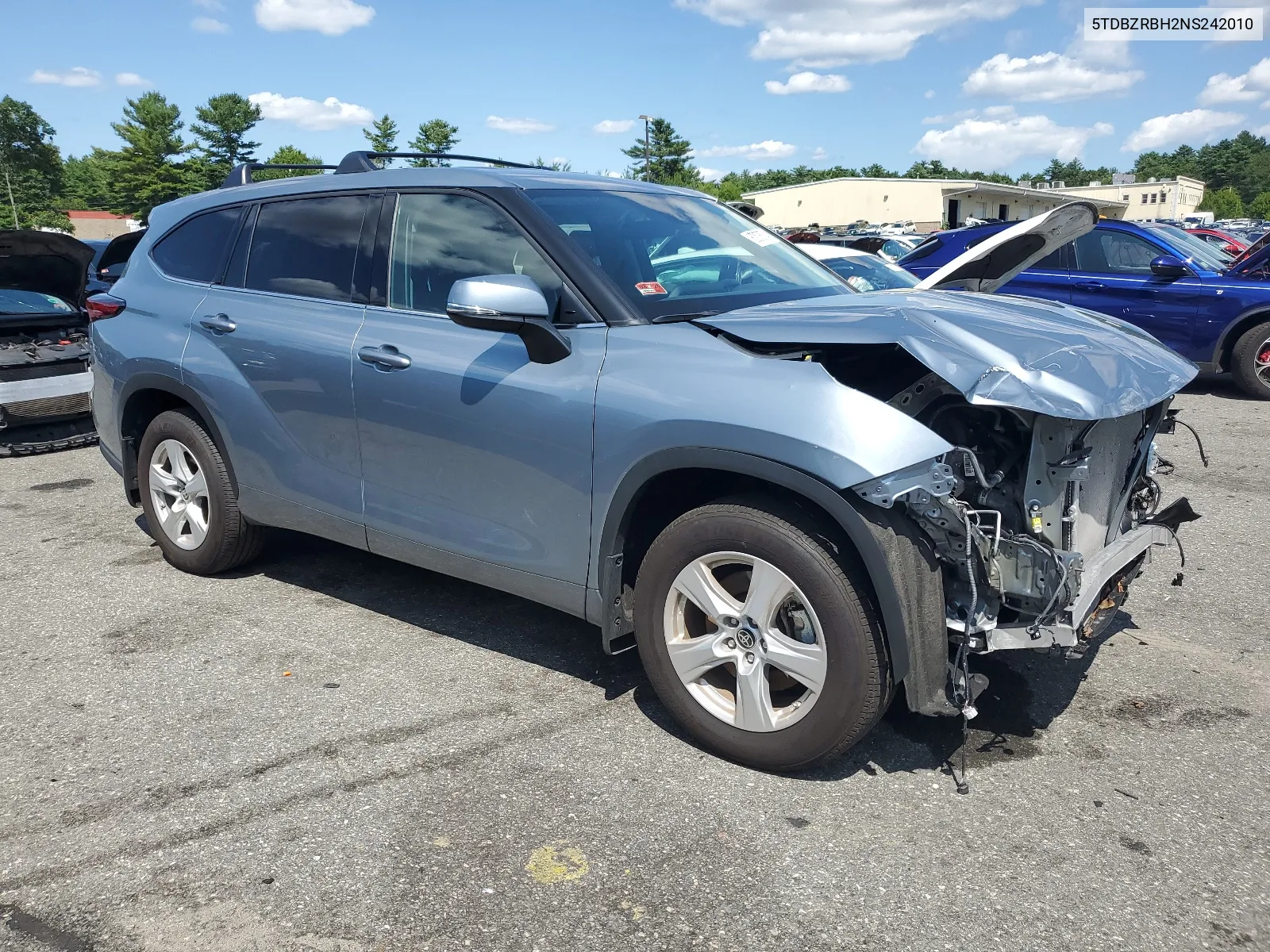 2022 Toyota Highlander L VIN: 5TDBZRBH2NS242010 Lot: 60076574