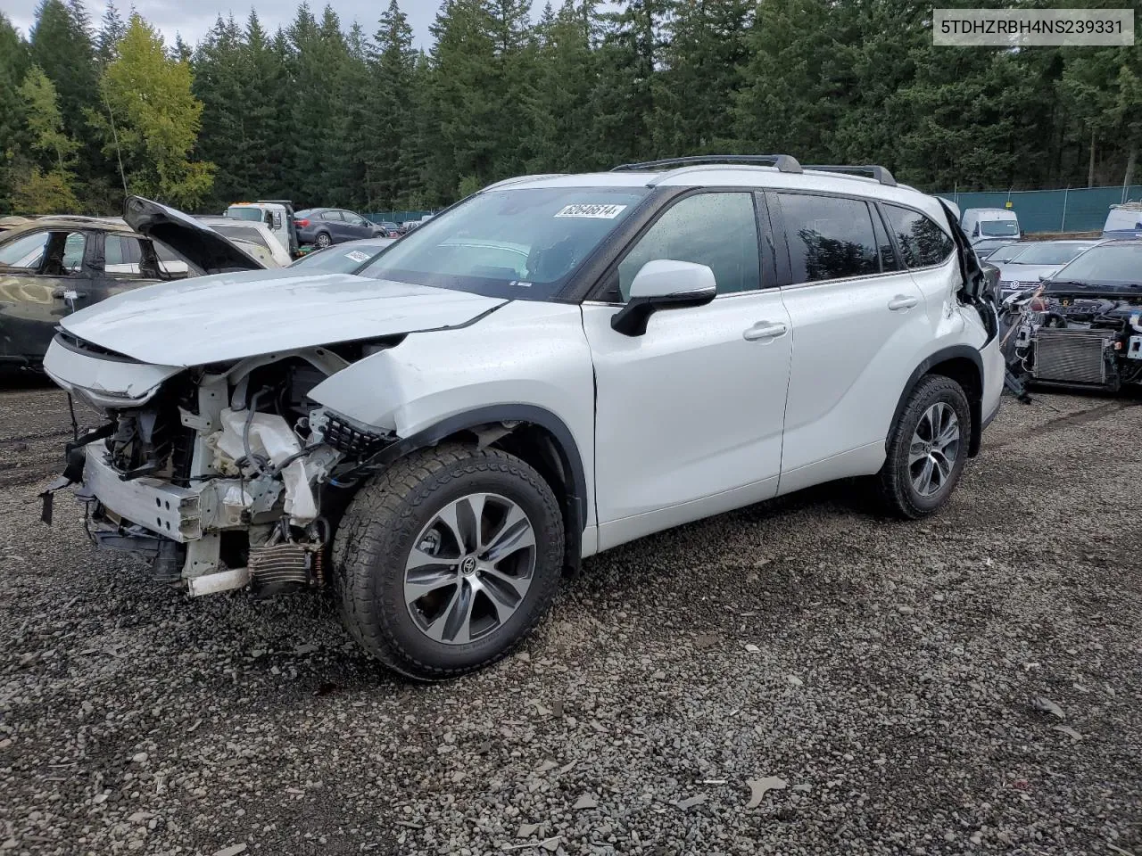 2022 Toyota Highlander Xle VIN: 5TDHZRBH4NS239331 Lot: 62646614