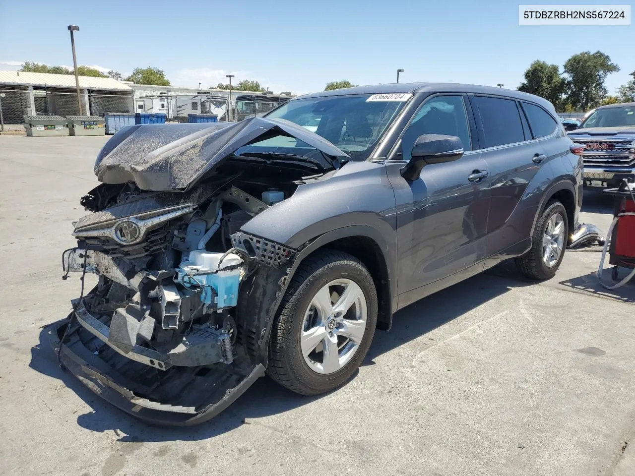 2022 Toyota Highlander L VIN: 5TDBZRBH2NS567224 Lot: 63660704