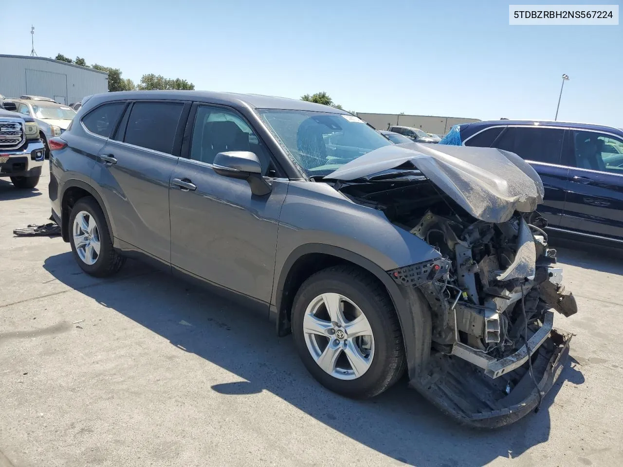 2022 Toyota Highlander L VIN: 5TDBZRBH2NS567224 Lot: 63660704