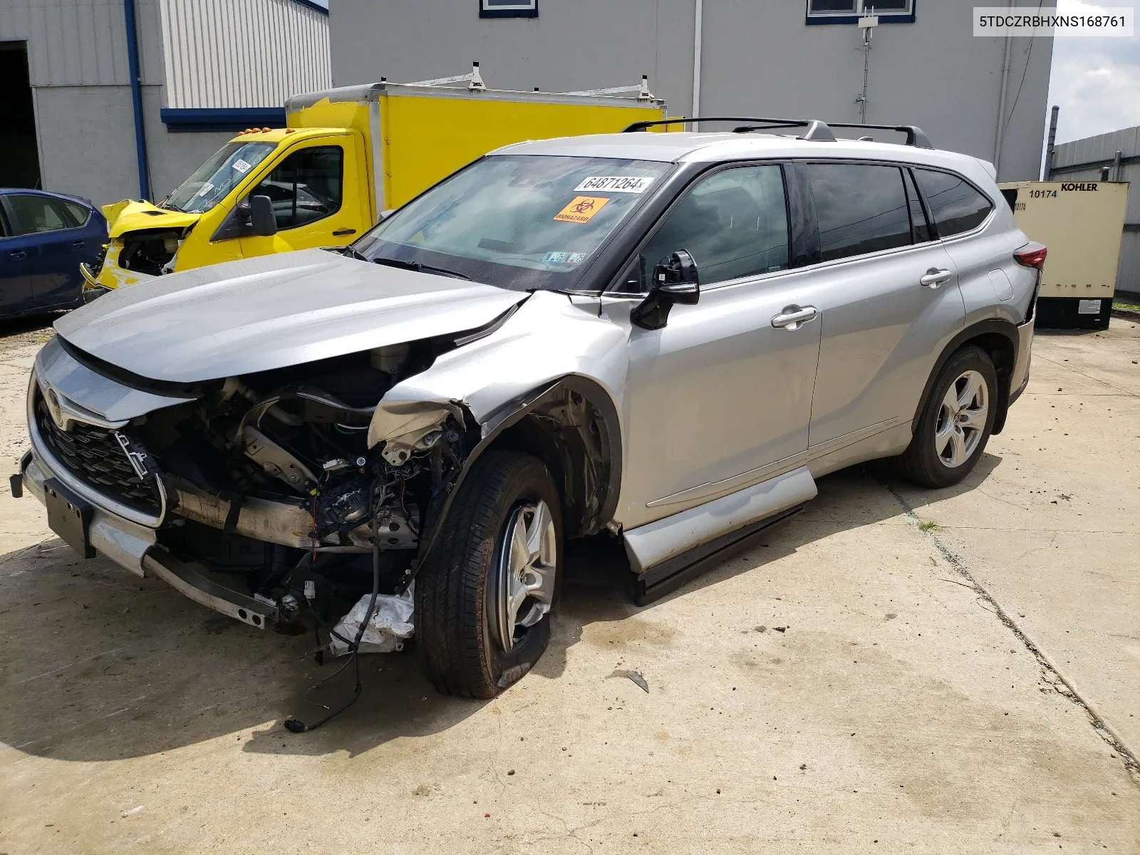 2022 Toyota Highlander L VIN: 5TDCZRBHXNS168761 Lot: 64871264