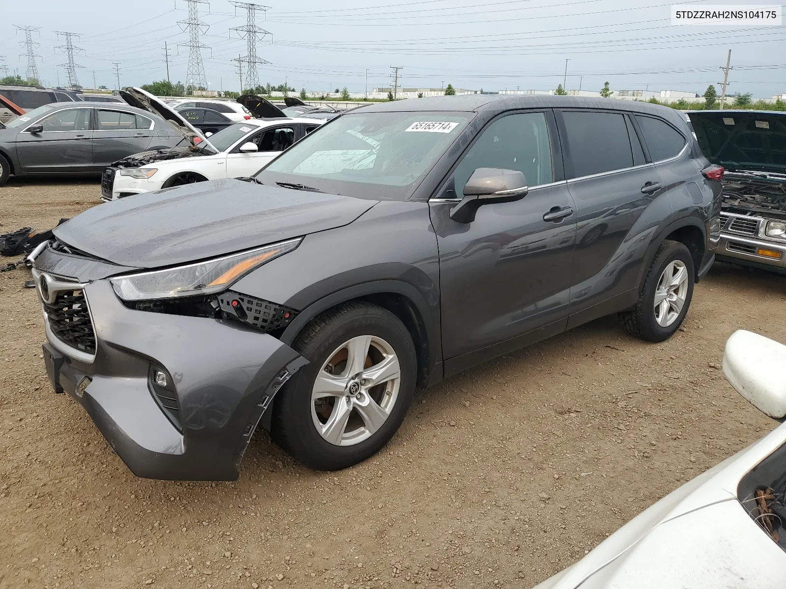 2022 Toyota Highlander L VIN: 5TDZZRAH2NS104175 Lot: 65165714