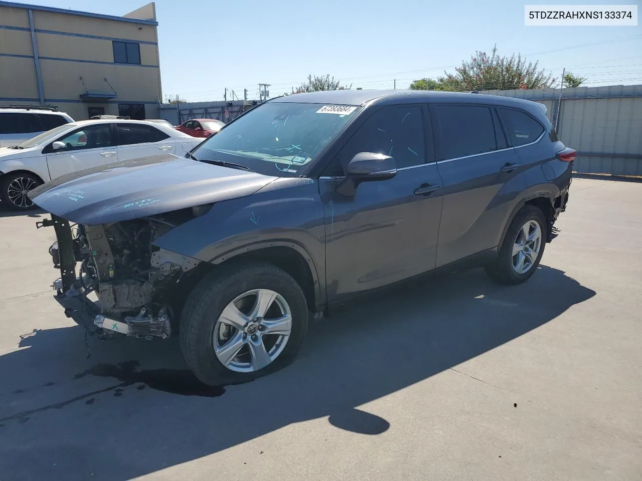 2022 Toyota Highlander L VIN: 5TDZZRAHXNS133374 Lot: 67393684