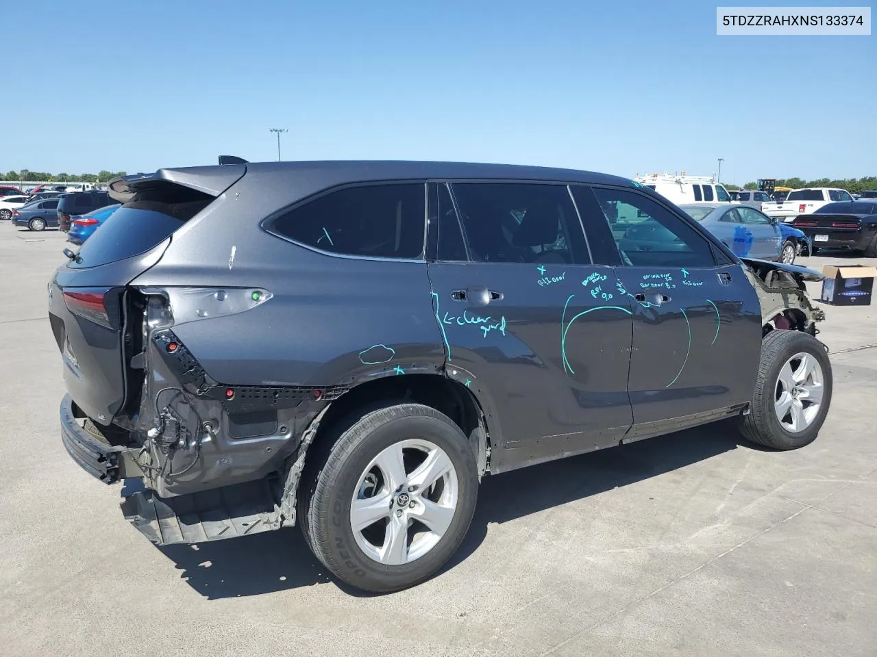 2022 Toyota Highlander L VIN: 5TDZZRAHXNS133374 Lot: 67393684