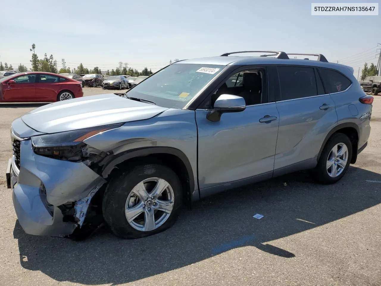 2022 Toyota Highlander L VIN: 5TDZZRAH7NS135647 Lot: 68930104