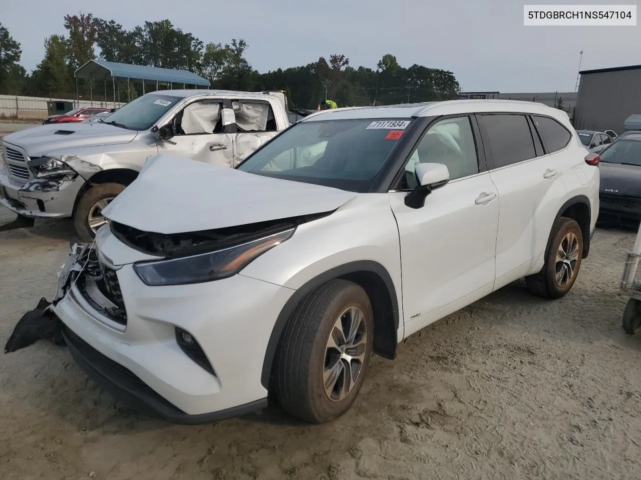 2022 Toyota Highlander Hybrid Xle VIN: 5TDGBRCH1NS547104 Lot: 71171934