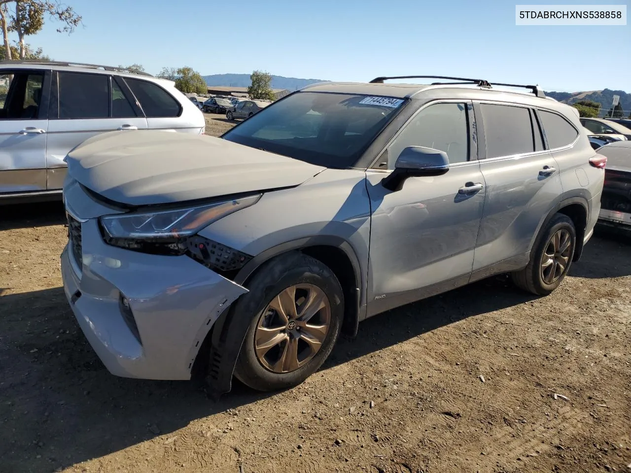 2022 Toyota Highlander Hybrid Xle VIN: 5TDABRCHXNS538858 Lot: 71445794