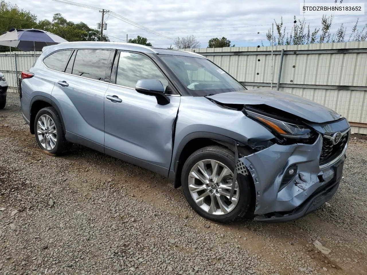 2022 Toyota Highlander Limited VIN: 5TDDZRBH8NS183652 Lot: 72286784