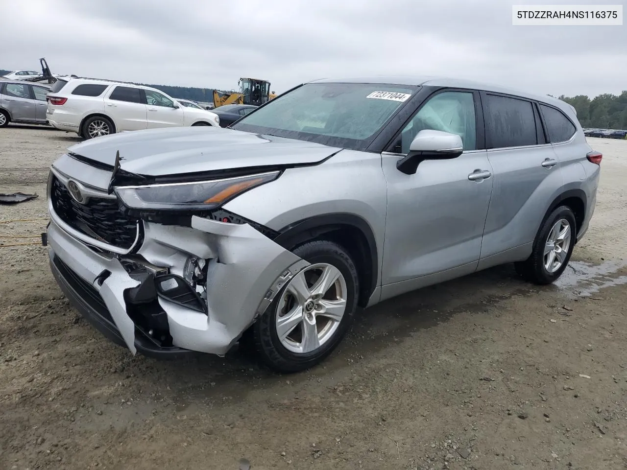 2022 Toyota Highlander L VIN: 5TDZZRAH4NS116375 Lot: 72371044