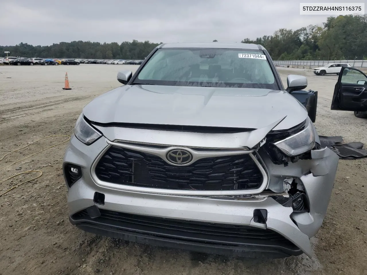 2022 Toyota Highlander L VIN: 5TDZZRAH4NS116375 Lot: 72371044